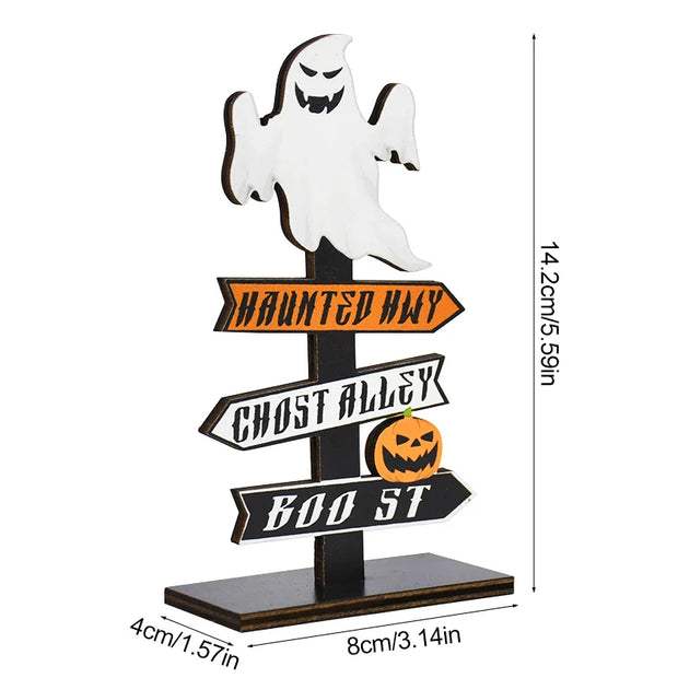 Haunted Street Signs – Spooky Halloween Ghost and Pumpkin Décor for Trick-or-Treat Pathways - A - Desktop decorations