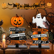 Haunted Street Signs – Spooky Halloween Ghost and Pumpkin Décor for Trick-or-Treat Pathways - Desktop decorations