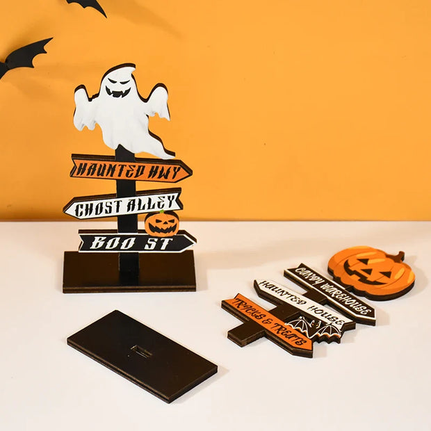 Haunted Street Signs – Spooky Halloween Ghost and Pumpkin Décor for Trick-or-Treat Pathways - Desktop decorations