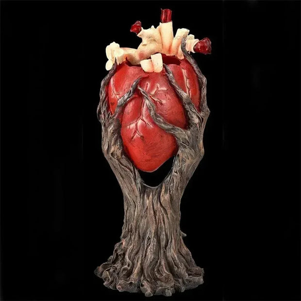 Heart of the Forest Sculpture – Intricate Gothic Heart Decor for Dark Fantasy and Horror Lovers - A / 18cm - Desktop