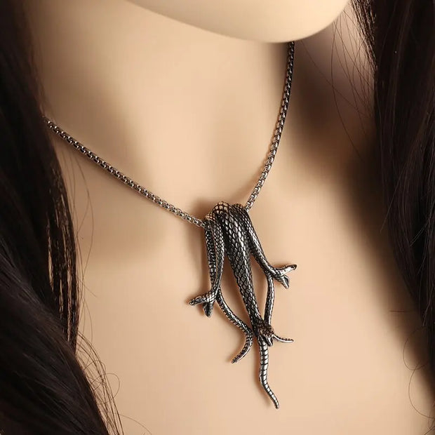 Intricate Skull and Snake Pendant – Gothic Jewelry with Detailed Craftsmanship - AL19456 - pendant