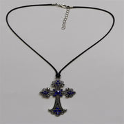 Large Detailed Rhinestone Cross Choker Spiral Hippie Necklace Goth Punk Women Fashion Statement Crucifix Charm Jewelry