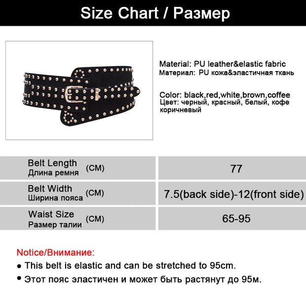 Maikun Belts for Women Punk Style Female Belt Cummerbund Wide Irregular Pin Buckle Women Belt