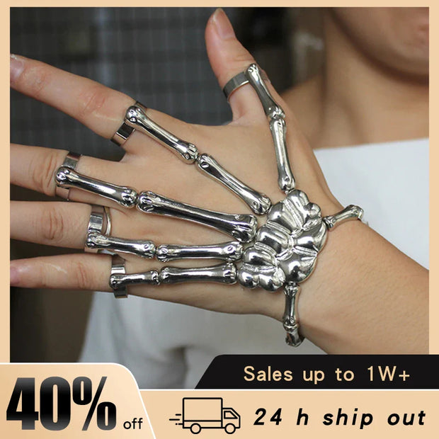 Mechanical Skeleton Hand Glove – Intricate Gothic Metal Finger Armor for Halloween Cosplay and Statement Fashion