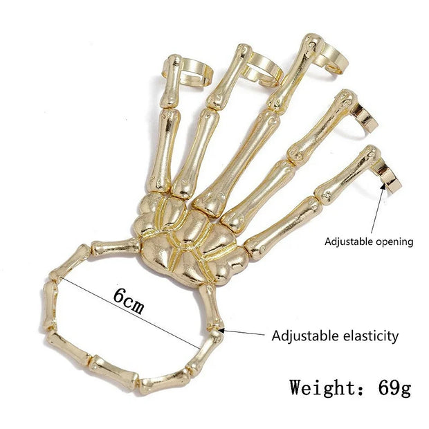 Mechanical Skeleton Hand Glove – Intricate Gothic Metal Finger Armor for Halloween Cosplay and Statement Fashion