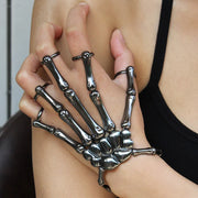 Mechanical Skeleton Hand Glove – Intricate Gothic Metal Finger Armor for Halloween Cosplay and Statement Fashion