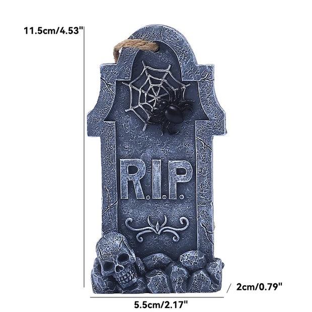 Mini Skull and Tombstone Set – Gothic Halloween Decoration Set - 1 piece Tombstone 1 - Desktop decorations