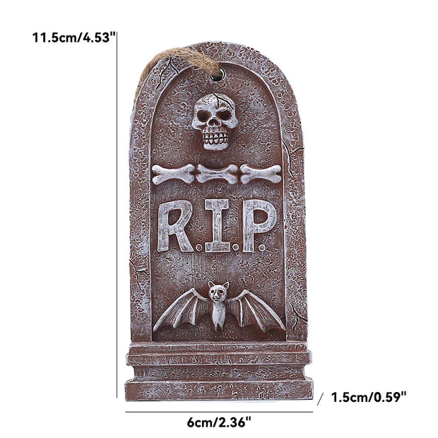 Mini Skull and Tombstone Set – Gothic Halloween Decoration Set - 1 piece Tombstone - Desktop decorations