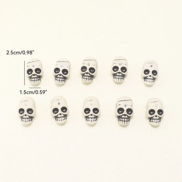 Mini Skull and Tombstone Set – Gothic Halloween Decoration Set - 10 pieces Skulls - Desktop decorations