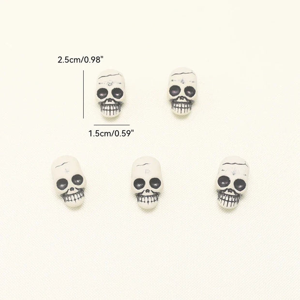 Mini Skull and Tombstone Set – Gothic Halloween Decoration Set - 5 pieces Skulls - Desktop decorations