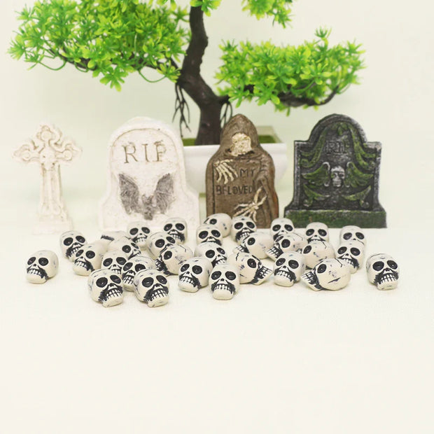 Mini Skull and Tombstone Set – Gothic Halloween Decoration Set - Desktop decorations