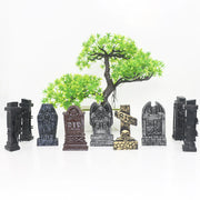 Mini Skull and Tombstone Set – Gothic Halloween Decoration Set - Desktop decorations