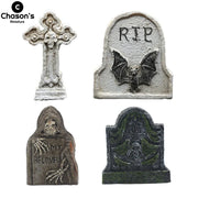 Mini Skull and Tombstone Set – Gothic Halloween Decoration Set - Desktop decorations