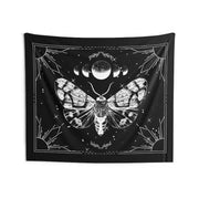 Mystic Moth Moon Tapestry – Gothic Wall Hanging with Celestial and Moth Design - 95x73cm - Carpets & Tapestries