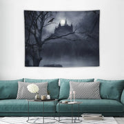 Mystical Gothic Castle Tapestry – Moonlit Wall Art for Gothic & Dark Aesthetic Decor - Carpets & Tapestries