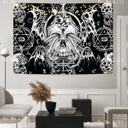 Mystical Gothic Skull Tapestry – Occult Symbol Wall Art for Dark-Themed Home Decor - Carpets & Tapestries