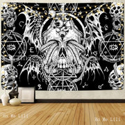 Mystical Gothic Skull Tapestry – Occult Symbol Wall Art for Dark-Themed Home Decor - 100x150cm - Carpets & Tapestries