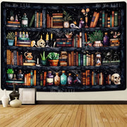 Mystical Potion Bookshelf Tapestry – Enchanting Wall Hanging for Gothic Witchy and Magical Decor - Carpets & Tapestries