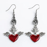 New Dark Vintage Gothic Collection Earrings Sacred Heart Goth Halloween Earrings for Women Red Oil Drop Gothic Punk