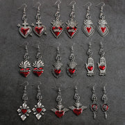 New Dark Vintage Gothic Collection Earrings Sacred Heart Goth Halloween Earrings for Women Red Oil Drop Gothic Punk