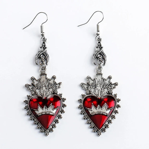 New Dark Vintage Gothic Collection Earrings Sacred Heart Goth Halloween Earrings for Women Red Oil Drop Gothic Punk