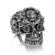 Punk Skull Silver Color Rings for Men Goth Hand Skeleton Black Couple Emo Fashion Jewelry Anillos Hombre - 8