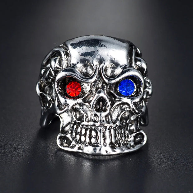 Punk Skull Silver Color Rings for Men Goth Hand Skeleton Black Couple Emo Fashion Jewelry Anillos Hombre - 9