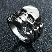 Punk Skull Silver Color Rings for Men Goth Hand Skeleton Black Couple Emo Fashion Jewelry Anillos Hombre - 35