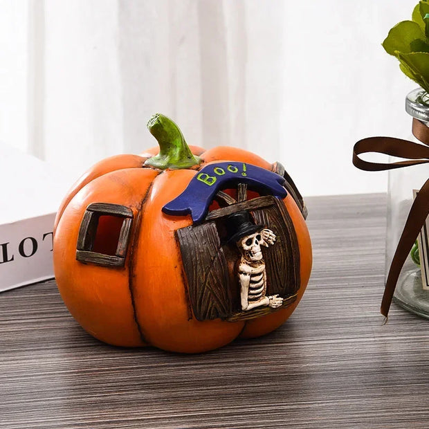 Pumpkin Skeleton Lantern – Halloween Pumpkin Décor with Creepy Skeleton Inside - Desktop decorations