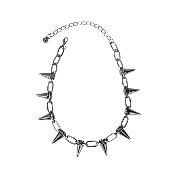 Punk Spike Chokers Necklaces Women Goth Rivet Collar Choker Necklace Men Metal Spike Link Chain Unisex Rock Night Club