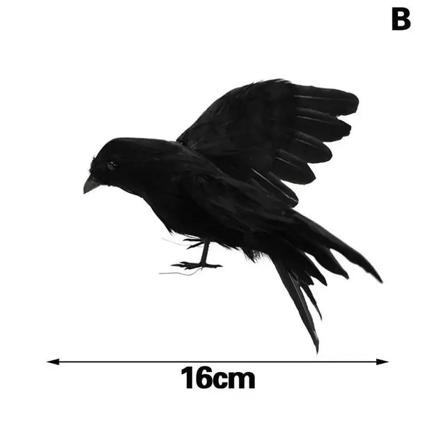 Realistic Black Crow Decor - Halloween Prop and Gothic Themed Decoration - B / China - Desktop decorations