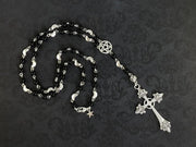 Rosary Necklace Prayer Beads Pentagram Beaded Trad Goth Cross Halloween Pendant Witcher Charm Goth Jewelry Creativity