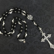 Rosary Necklace Prayer Beads Pentagram Beaded Trad Goth Cross Halloween Pendant Witcher Charm Goth Jewelry Creativity