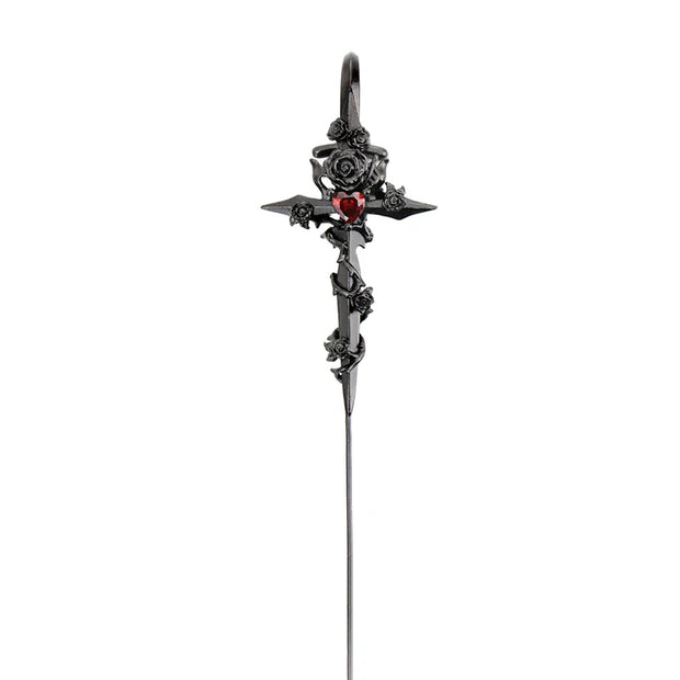 Rose piercing needle gothic jewelry - Black Gun Plated - earring