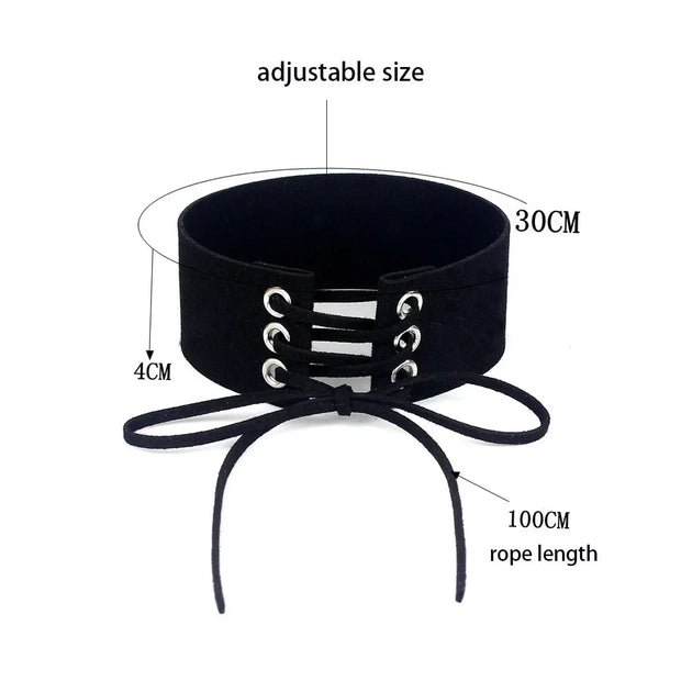 Sexy Harajuku Lace Up Anime Jewelry Velvet Leather Vintage Punk Gothic Choker Necklace for Women Girl Jewelry Gift