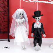 Skeleton Bride and Groom Décor – Spooky Gothic Wedding Couple for Halloween Decorations - Desktop decorations