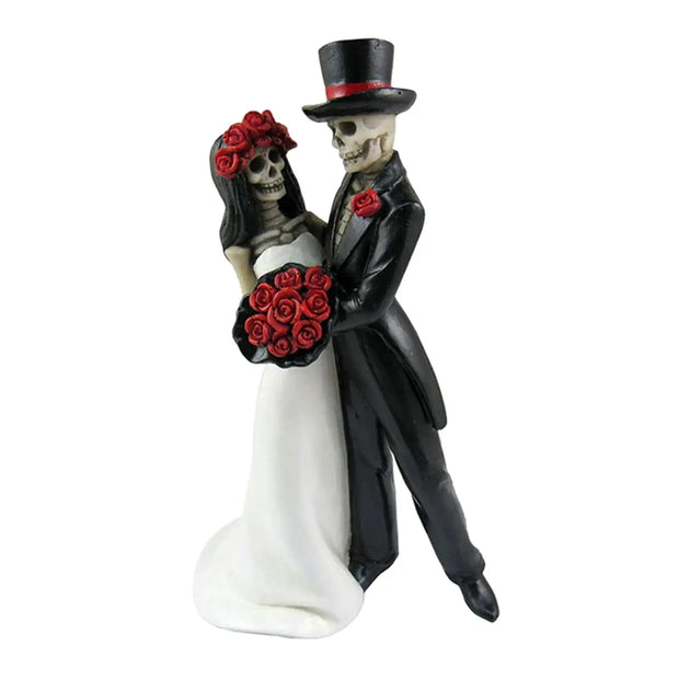 Skeleton Bride and Groom Statue – Gothic Wedding Decoration or Halloween Ornament - Desktop decorations