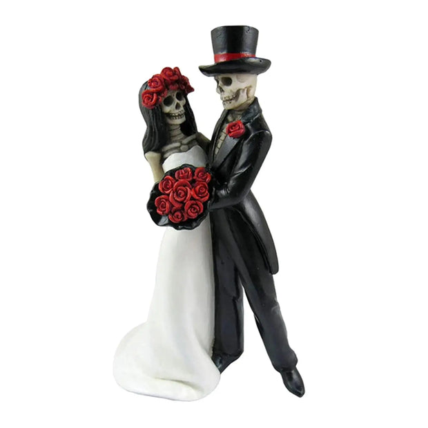 Skeleton Bride and Groom Statue – Gothic Wedding Decoration or Halloween Ornament - Desktop decorations