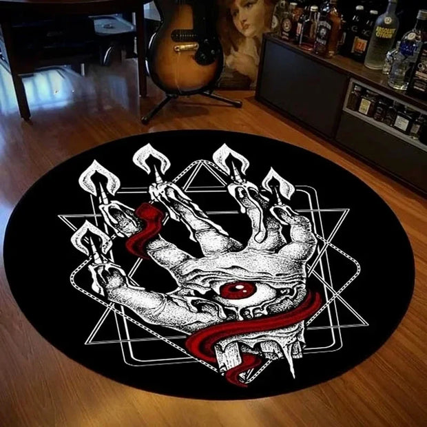 Skeleton Dreamcatcher Round Rug – Gothic Floor Decor for Dark-Themed Interiors - 100cm / 10 - Carpets & Tapestries