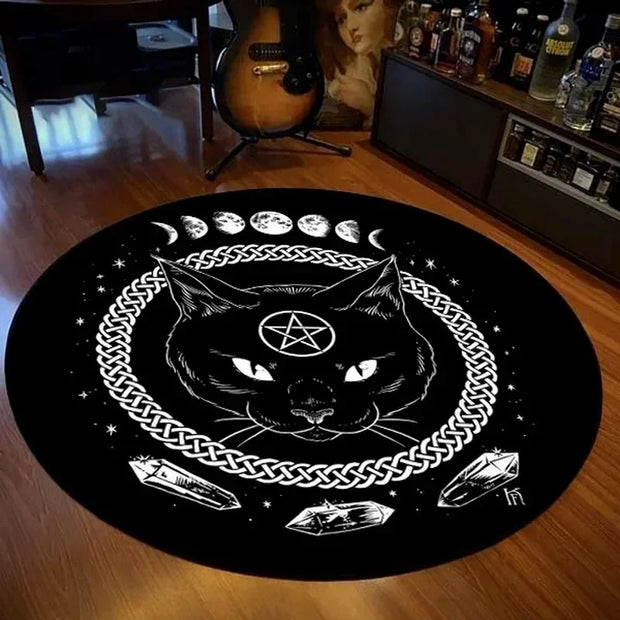 Skeleton Dreamcatcher Round Rug – Gothic Floor Decor for Dark-Themed Interiors - 100cm / 9 - Carpets & Tapestries