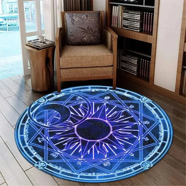 Skeleton Dreamcatcher Round Rug – Gothic Floor Decor for Dark-Themed Interiors - 100cm / 8 - Carpets & Tapestries