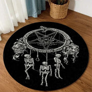 Skeleton Dreamcatcher Round Rug – Gothic Floor Decor for Dark-Themed Interiors - 100cm / 3 - Carpets & Tapestries