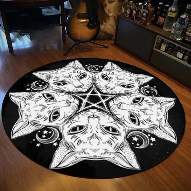 Skeleton Dreamcatcher Round Rug – Gothic Floor Decor for Dark-Themed Interiors - 100cm / 2 - Carpets & Tapestries