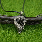 Slavic Fox Pendant Animal Viking Jewelry Necklace Men Accessories Goth Jewlery - Wax Chain Bronze