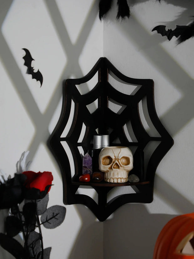 Spider Web Corner Shelf – Gothic Wall Decoration for Halloween and Home Décor - Spider web M01538 - wall decorations