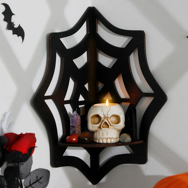 Spider Web Corner Shelf – Gothic Wall Decoration for Halloween and Home Décor - Spider web M01538 - wall decorations