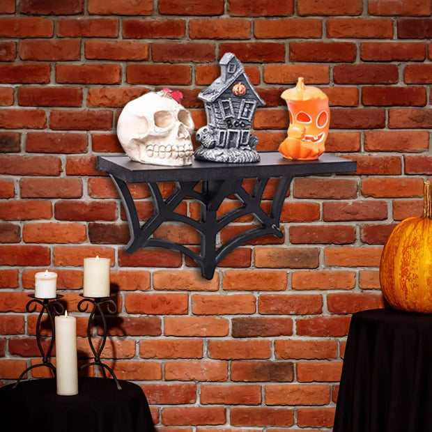 Spider Web Wall Shelf – Halloween Themed Gothic Shelf for Decorative Display - wall decorations