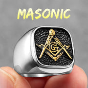 Stainless Steel Men Rings Masonic Freemasonry Skull Punk Rock Hip Hop for Biker Male Boyfriend Jewelry Creativity Gift