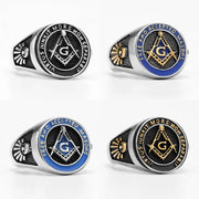 Stainless Steel Men Rings Masonic Freemasonry Skull Punk Rock Hip Hop for Biker Male Boyfriend Jewelry Creativity Gift