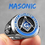 Stainless Steel Men Rings Masonic Freemasonry Skull Punk Rock Hip Hop for Biker Male Boyfriend Jewelry Creativity Gift